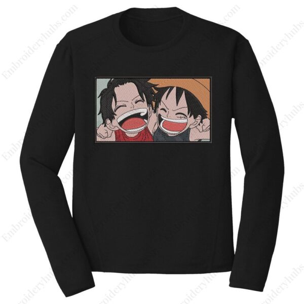 Luffy Ace Childhood Embroidery Design - One Piece Anime Embroidery Design