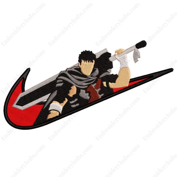 Guts Swoosh Embroidery Design - Berserk Nike Anime Embroidery Design