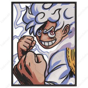 Luffy Gear5 Embroidery Design - One Piece Anime Embroidery Design