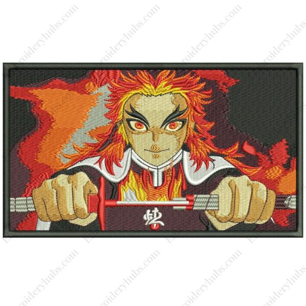 Rengoku Embroidery Design - Demon Slayer Anime Embroidery Design