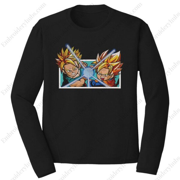 Trunks Goten Attack Embroidery Design - Dragon Ball Anime Embroidery Design