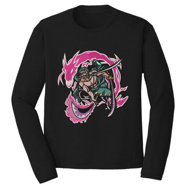 Zoro Dragon Attack Embroidery Design - One Piece Anime Embroidery Design