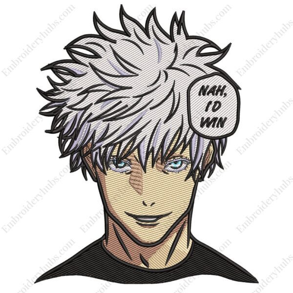 Gojo Nah I'd Win Embroidery Design - Jujutsu Kaisen Anime Embroidery Design