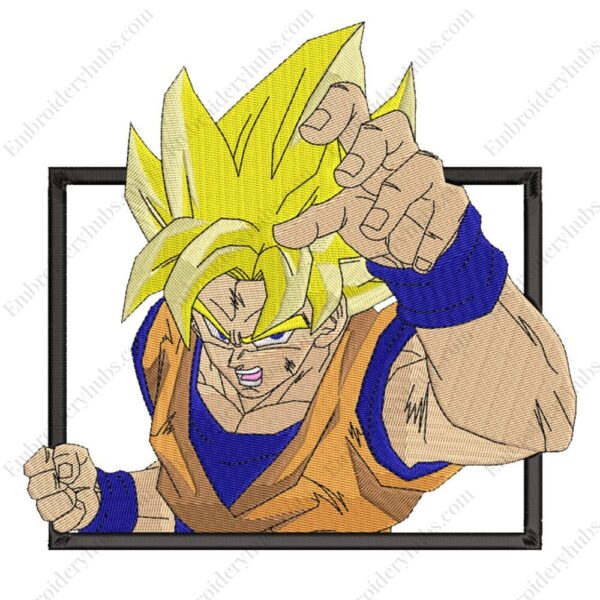 SSJ Goku Embroidery Design - Dragon Ball Anime Embroidery Design