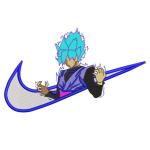 Goku Blue Swoosh Embroidery Design - Dragon Ball Nike Anime Embroidery Design