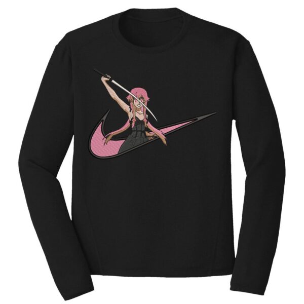 Yuno Gasai Swoosh Embroidery Design - Future Diary Nike Anime Embroidery Design