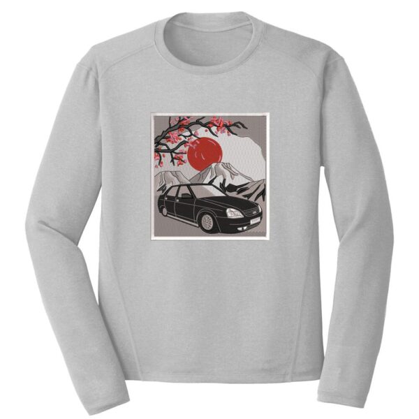 Car Mountain Scene Embroidery Design - Car Embroidery Design