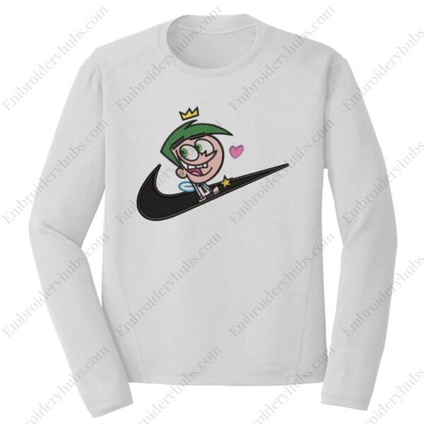 Cosmo Swoosh Embroidery Design - Fairly OddParents