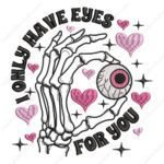 Skeleton Eyes Love Embroidery Design File - Creative Love Embroidery Design