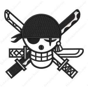 Zoro Logo Black Embroidery Design - One Piece Anime Embroidery Design