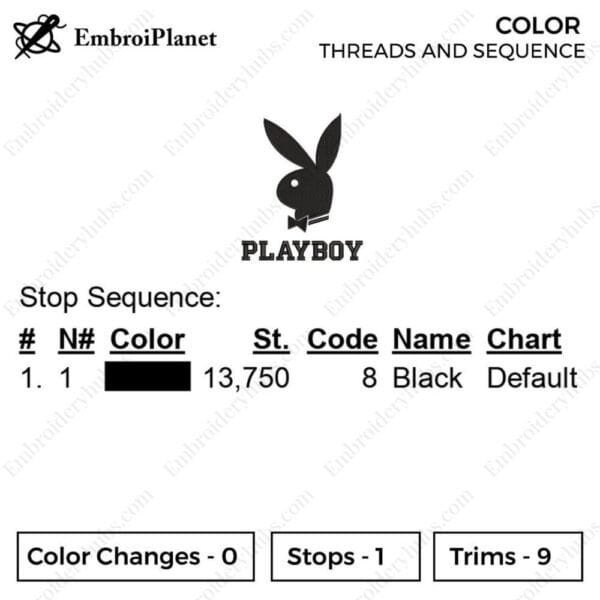 Playboy Logo Embroidery Design File - Fashion Brand Logo Embroidery Design