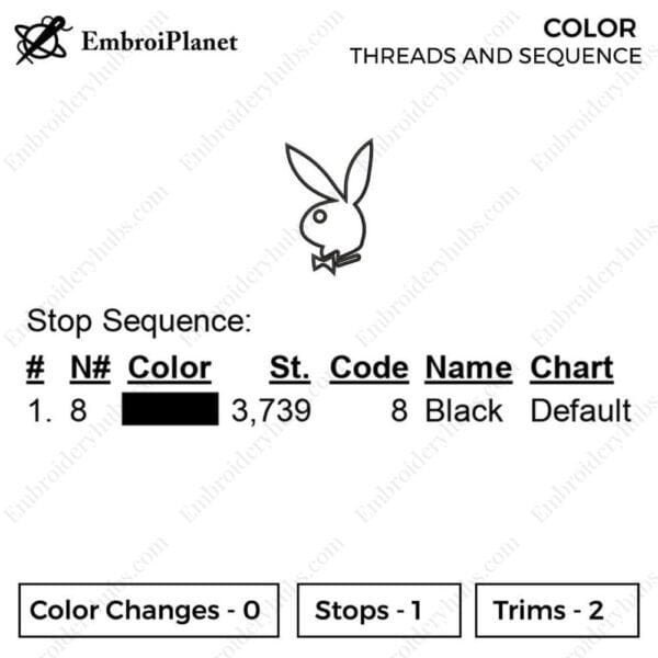 Playboy Logo Embroidery Design File - Fashion Brand Logo Embroidery Design