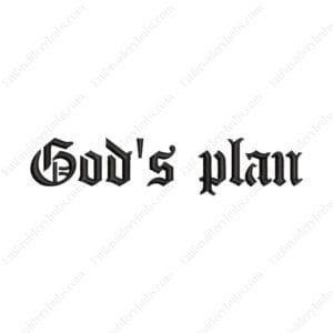 God's Plan Embroidery Design File -  Trending Typography Embroidery Design