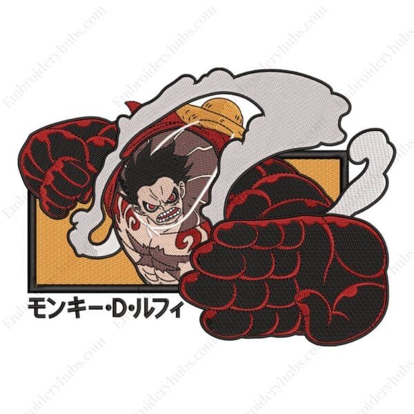 Luffy Gear4 Embroidery Design - One Piece Anime Embroidery Design