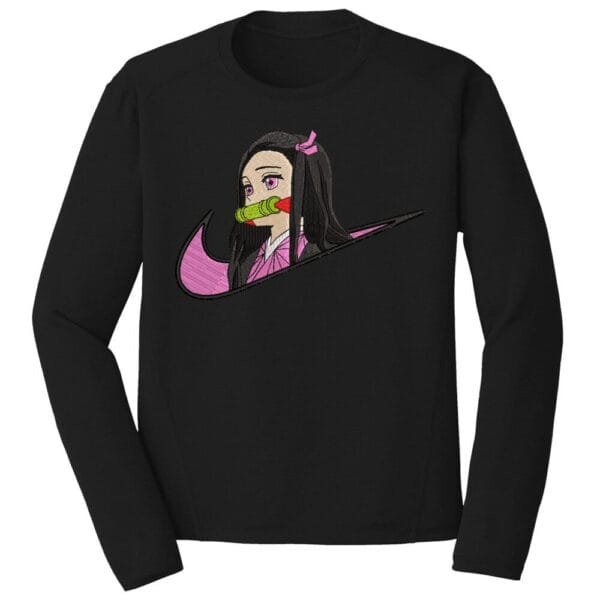 Nezuko Swoosh Embroidery Design - Demon Slayer Nike Anime Embroidery Design