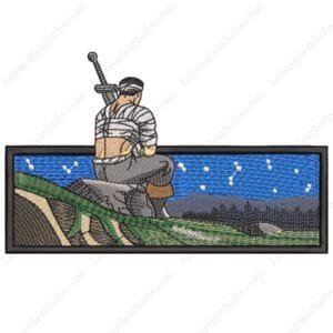 Guts Sitting Embroidery Design - Berserk Anime Embroidery Design