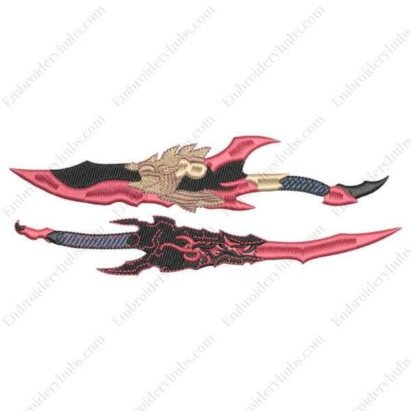 Jinwoo Daggers Embroidery Design - Solo Leveling Anime Embroidery Design