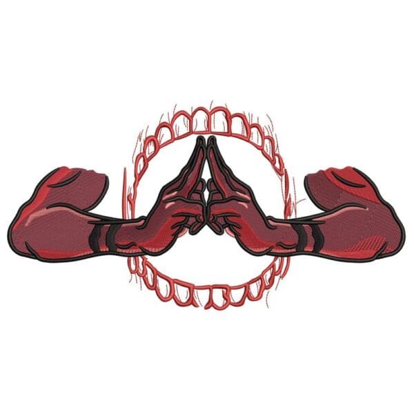 Sukuna Domain Hands Embroidery Design - Jujutsu Kaisen Anime Embroidery Design