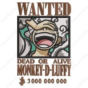 Luffy Gear5 Poster Embroidery Design - One Piece Anime Embroidery Design