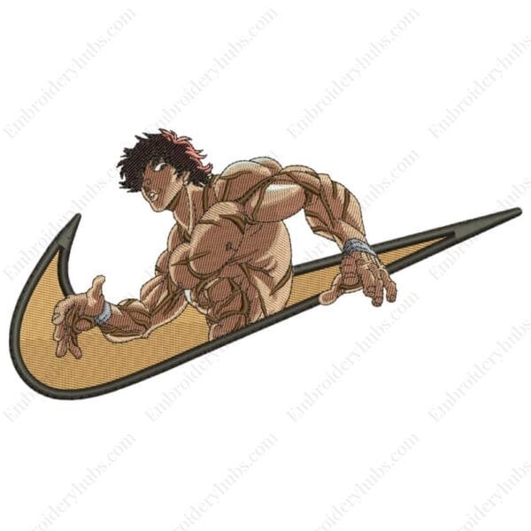 Baki Swoosh Embroidery Design - Baki Nike Anime Embroidery Design