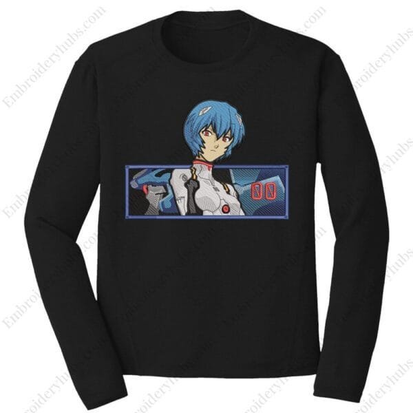 Rei Ayanami Embroidery Design - Evangelion Anime Embroidery Design