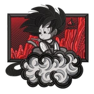 Kid Goku Cloud Embroidery Design - Dragon Ball Anime Embroidery Design