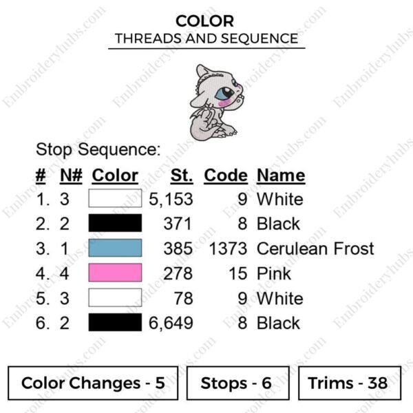 Toothless & Light Fury Embroidery Design - How to Train a Dragon