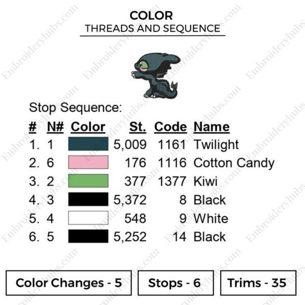 Toothless & Light Fury Embroidery Design - How to Train a Dragon