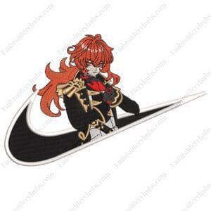 Diluc Swoosh Embroidery Design - Genshin Impact Nike Embroidery Design