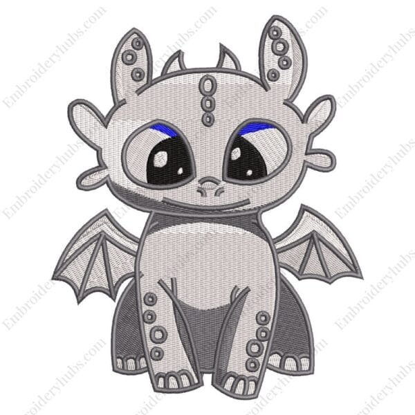 Light Fury Embroidery Design - How to Train a Dragon