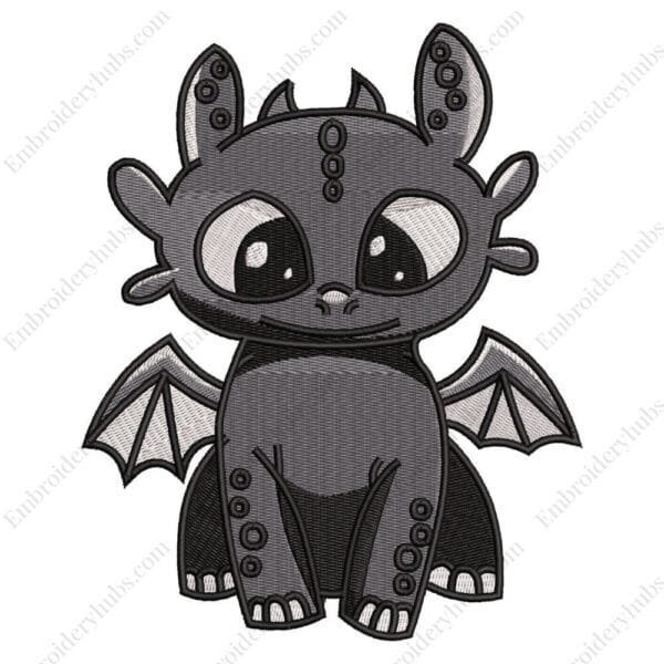 Toothless Embroidery Design - How to Train a Dragon