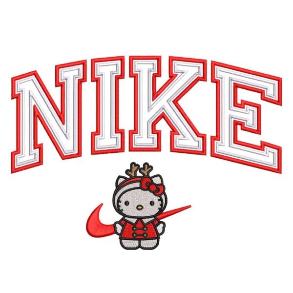 Kitty Christmas Nike Embroidery Design - Hello Kitty
