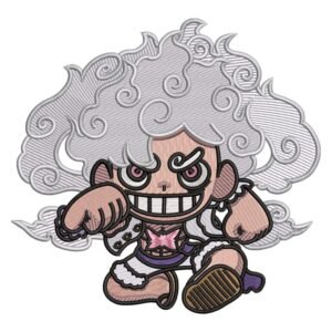Luffy Gear5 Chibi Embroidery Design - One Piece Anime Embroidery Design