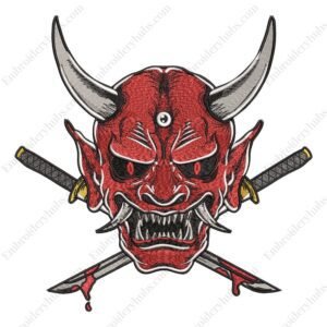 Oni Demon Swords Embroidery Design