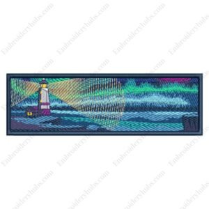 Northern Lights Lighthouse Embroidery Design - Nature Embroidery Design