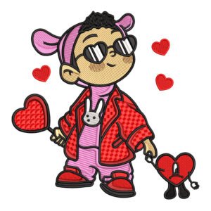 Valentine?s Bad Bunny Embroidery Design